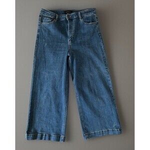 Risen Jeans  Cropped High rise Wide Leg Medium Wash Denim Size 15/32